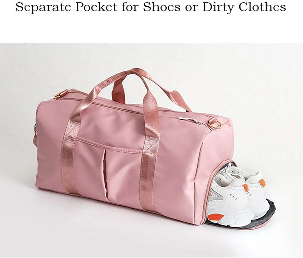Magik Sports Gym Travel Duffel Bag Wet Pocket Shoes Compartment Swim Yoga Training (Beige)