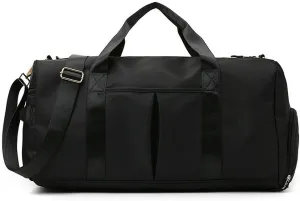 Magik Sports Gym Travel Duffel Bag Wet Pocket Shoes Compartment Swim Yoga Training (Black)