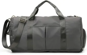 Magik Sports Gym Travel Duffel Bag Wet Pocket Shoes Compartment Swim Yoga Training (Dark Gray)
