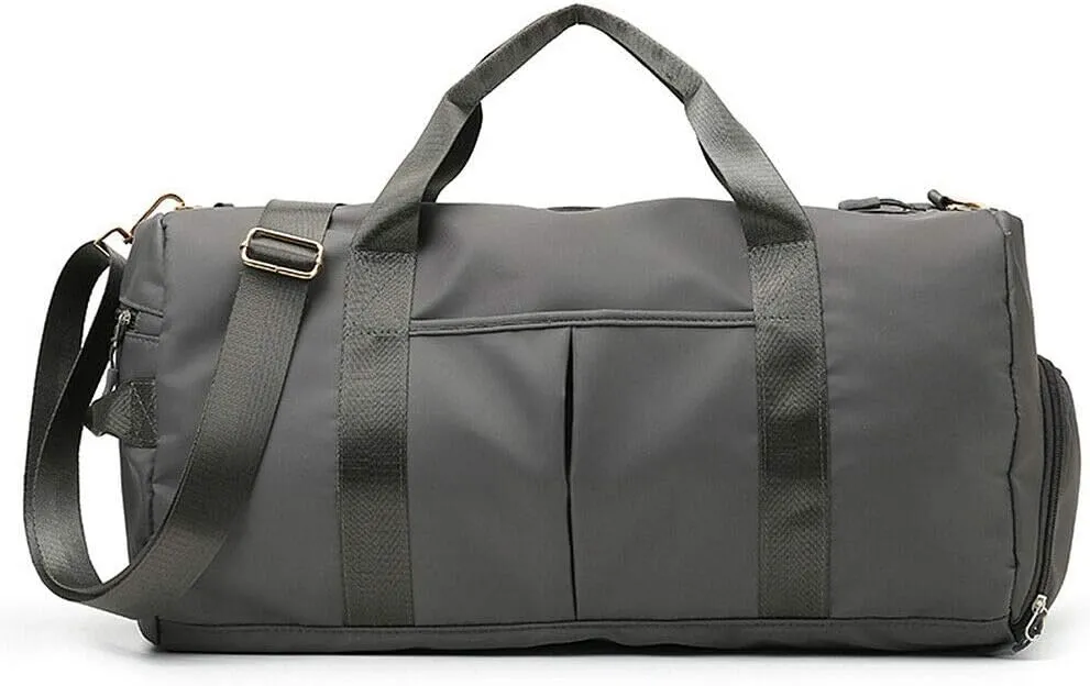 Magik Sports Gym Travel Duffel Bag Wet Pocket Shoes Compartment Swim Yoga Training (Dark Gray)