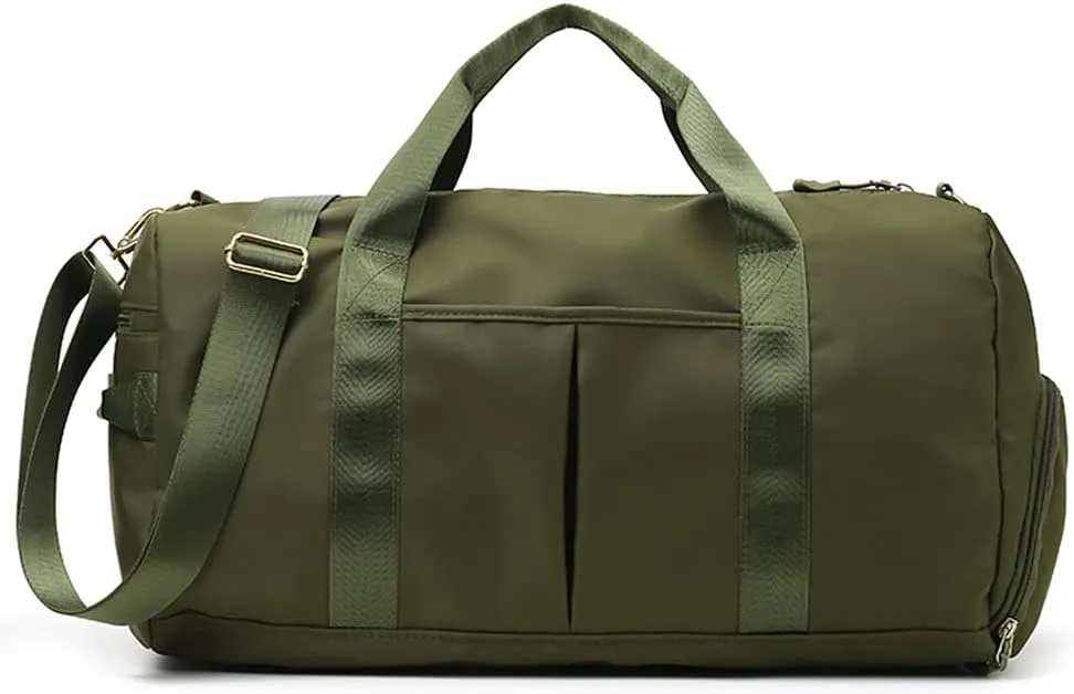 Magik Sports Gym Travel Duffel Bag Wet Pocket Shoes Compartment Swim Yoga Training (Dark Green)