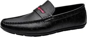 Men's Loafers Shoes Simple Leather Comfortable Anti-Slip Flat Heel Casual Outdoor Slip-ons for Traveling Driving Office and Work