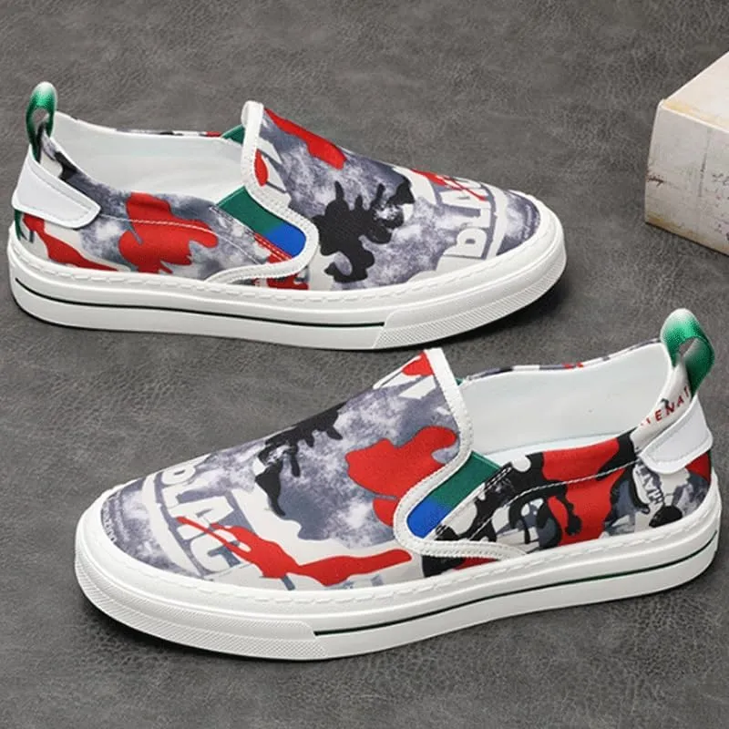 Men's Slip-On Canvas Sneakers with Breathable Lining - Ideal for Summer, Spring, or Indoor Activities
