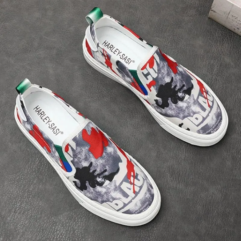 Men's Slip-On Canvas Sneakers with Breathable Lining - Ideal for Summer, Spring, or Indoor Activities