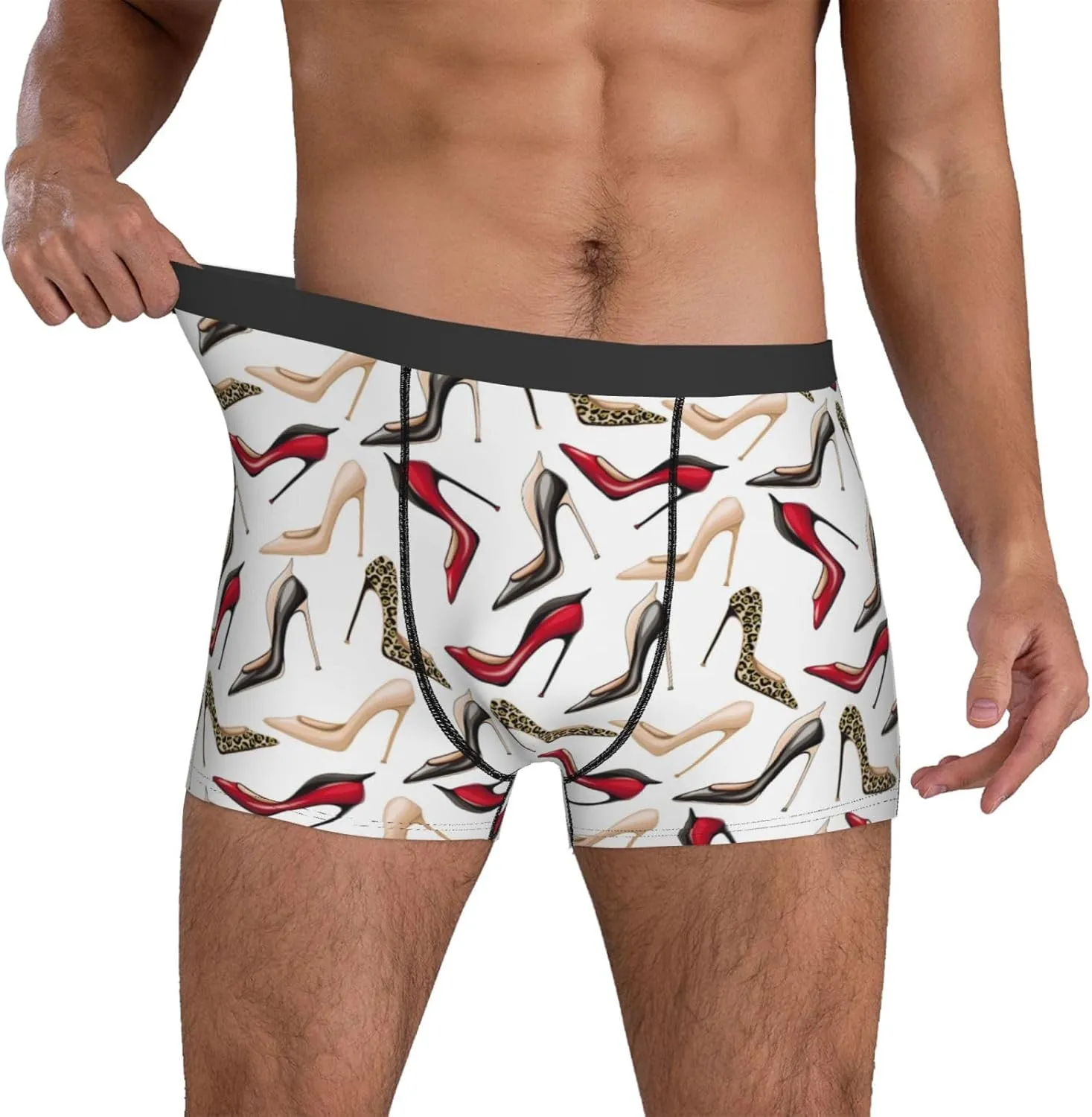 Mens Underwear Boxer Briefs - high-heeled shoes cute print Breathable Men's Boxer Briefs with Flex Waistband