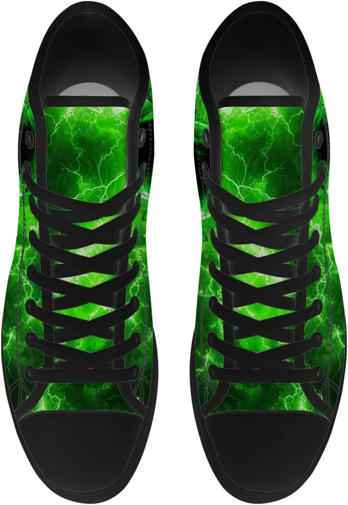 Men's Women's Gothic Skull High Top Sneakers Canvas Shoes Skull Shoes Gifts for Men Women