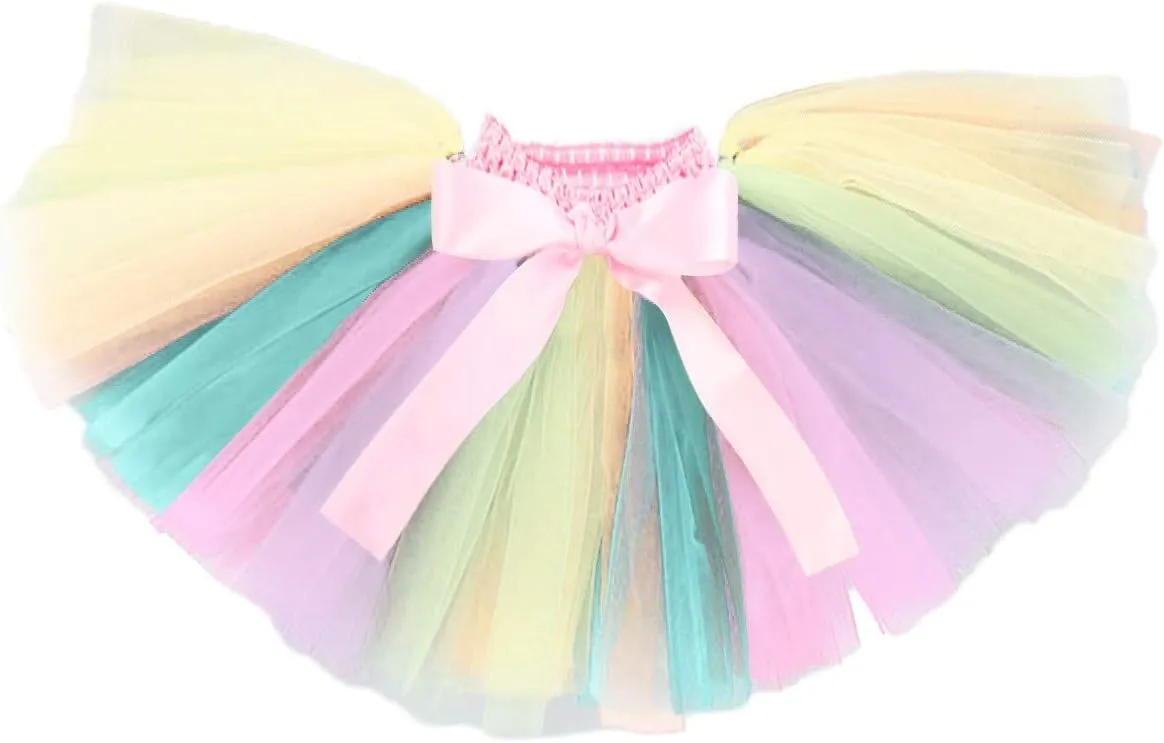 MYRISAM Baby Girls Birthday Cake Smash Unicorn Outfits Princess Romper Bodysuit Rainbow Skirt Unicorn Headband (Shoes)