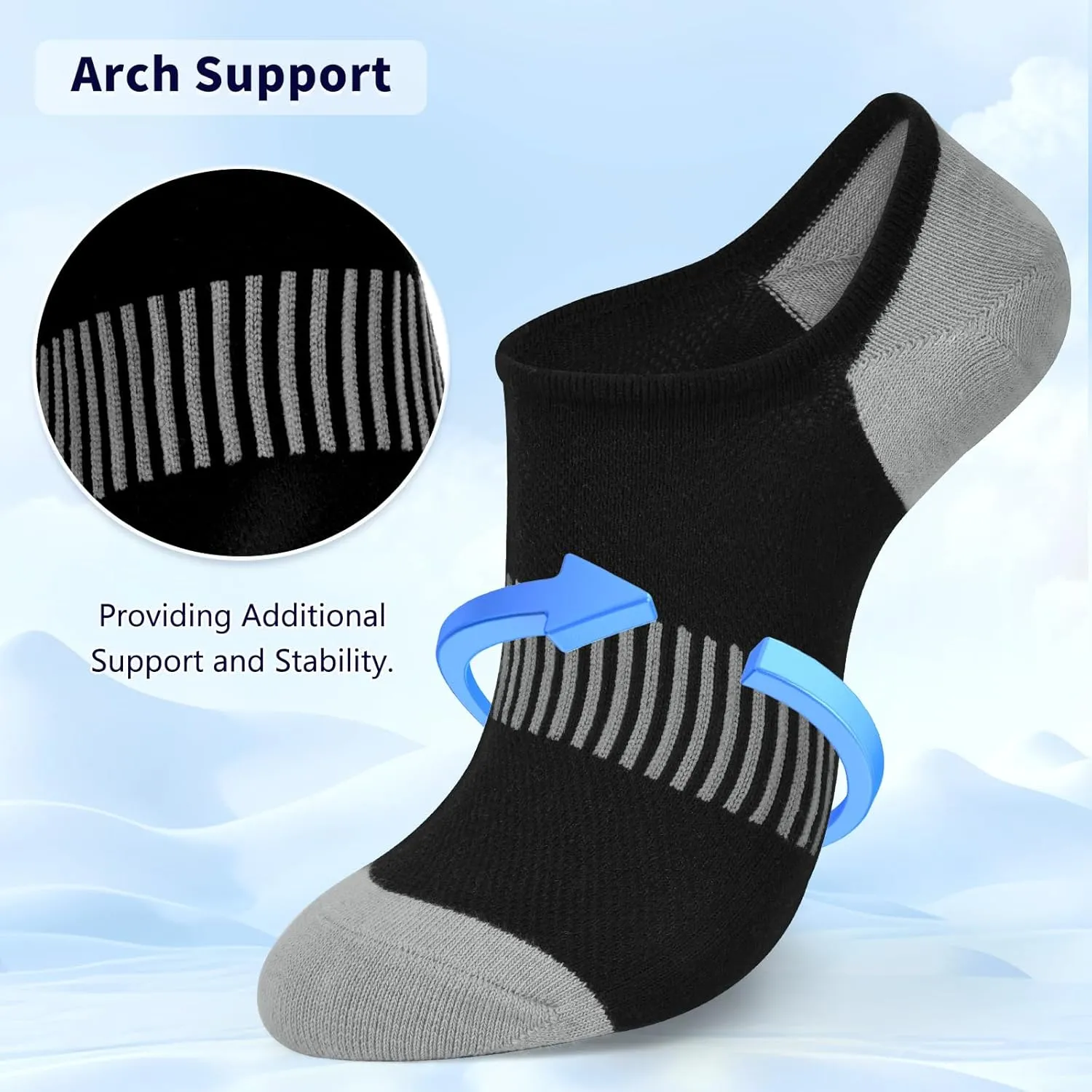 No Show Socks Womens Cotton Low Cut Non Slip Ankle Socks Invisible Casual Short Socks Size 6-11