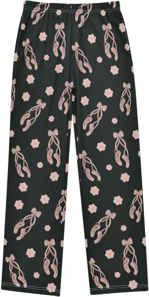 Pajama Bottoms, Pajamas Long Pant Ballet Shoes Lounge Wear Casual Pink Flowers Sleep Pants Soft Pjs Sleepwear