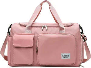 Pink Gym Bag with Shoes Compartment,28L Travel Duffel Bags,Large Weekender Bag for Travel Sports Workout Yoga