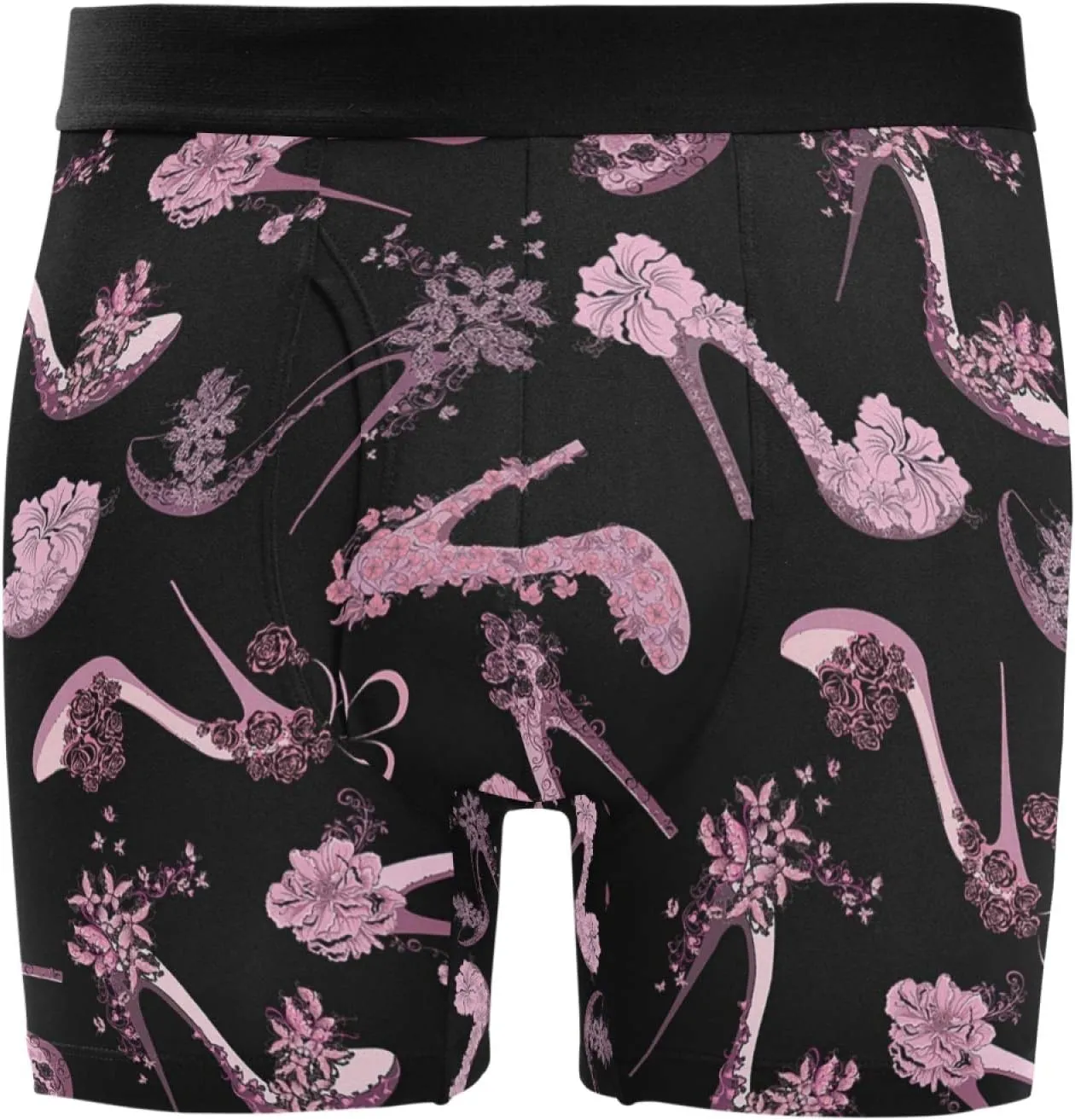 Pink Women Shoes High Heels Men's Novelty Boxer Briefs Breathable Underwear Stretchy Underpants Shorts XXL