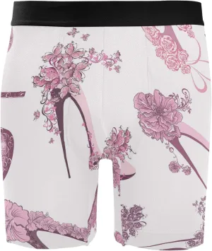 Pink Women Shoes High Heels Men's Novelty Boxer Briefs Long Breathable Underwear Stretchy Underpants Shorts L