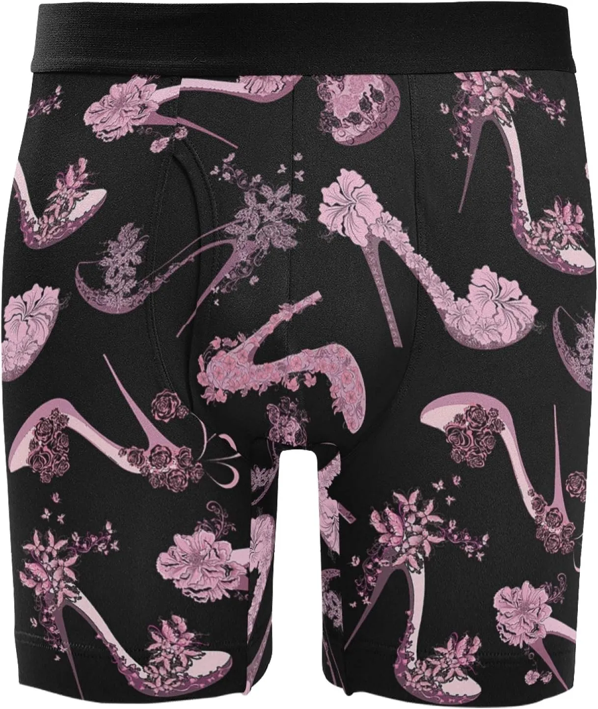 Pink Women Shoes High Heels Men's Novelty Boxer Briefs Long Breathable Underwear Stretchy Underpants Shorts L