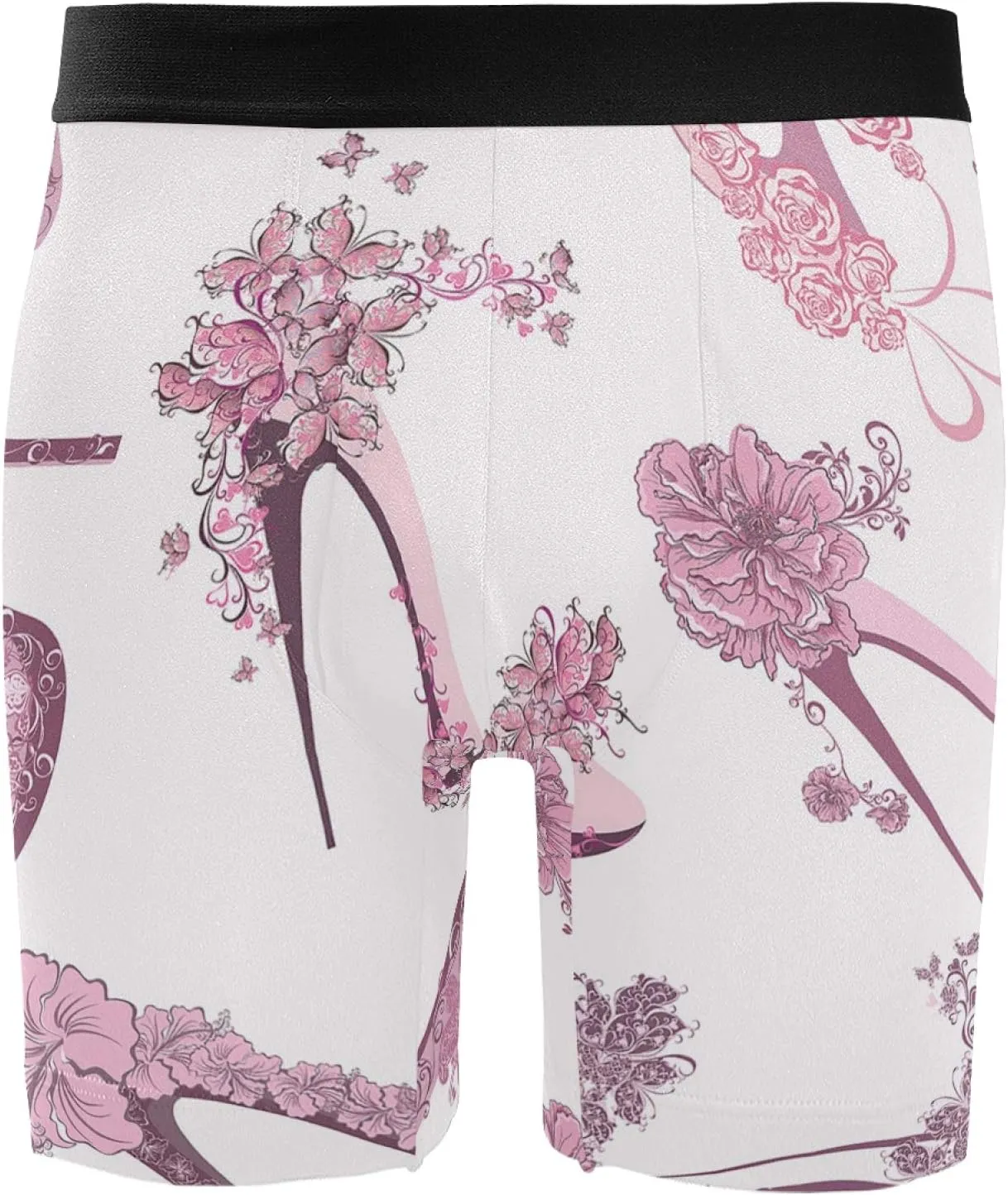 Pink Women Shoes High Heels Men's Novelty Boxer Briefs Long Breathable Underwear Stretchy Underpants Shorts L