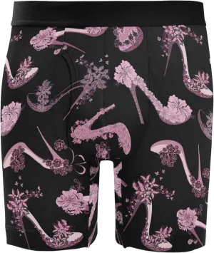 Pink Women Shoes High Heels Men's Novelty Boxer Briefs Long Breathable Underwear Stretchy Underpants Shorts L