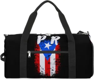 Puerto Rico PR Flag Sports Gym Bag With Shoes Compartment Lightweight Duffel Carryon Overnight Travel Pack