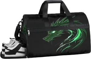 QsirBC Dragons Texture Gym Bag for Women Duffle Tote with Shoes Compartment Men Weekender Duffel