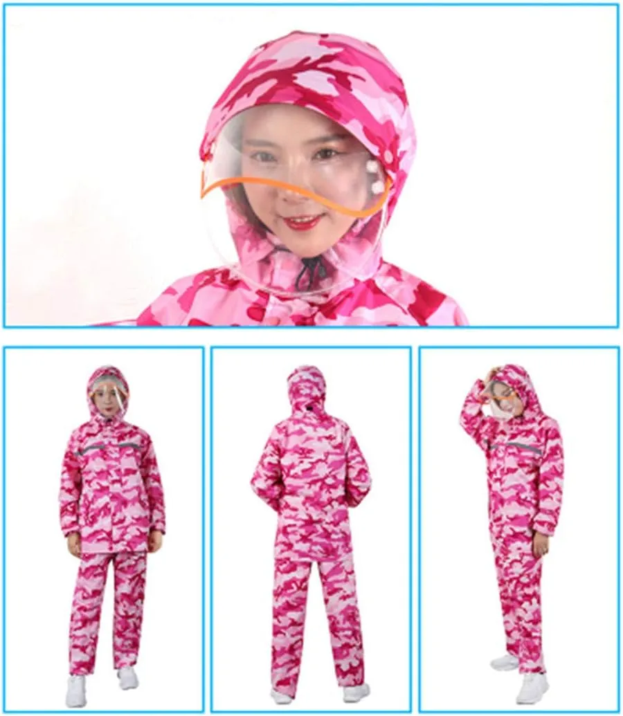 Rainproof Camouflage Raincoat for Men Women Waterproof Rainsuit Poncho Coat Pant Suit Rain Boots Shoes
