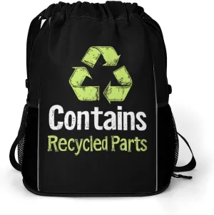 Recycled Parts Organ Donor Drawstring Backpack String Bag Sports Gym Sackpack with Side Pocket Shoes Compartment