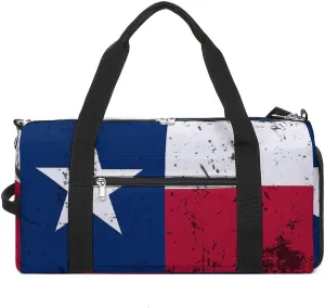 Retro Texas State Flag Sports Tote Gym Bag with Shoes Compartment Travel Duffle Handbag
