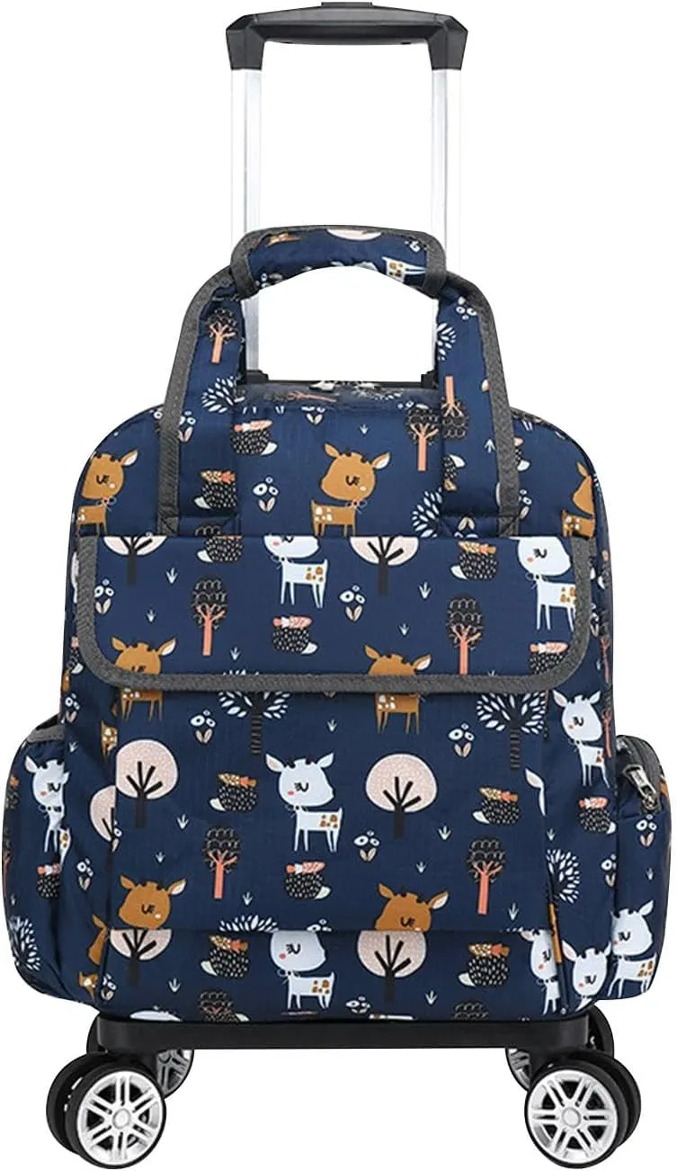 Rolling Duffel Bag Garment Bag with Wheels Shoes Large Capacity Travel Duffel Bag, Deer