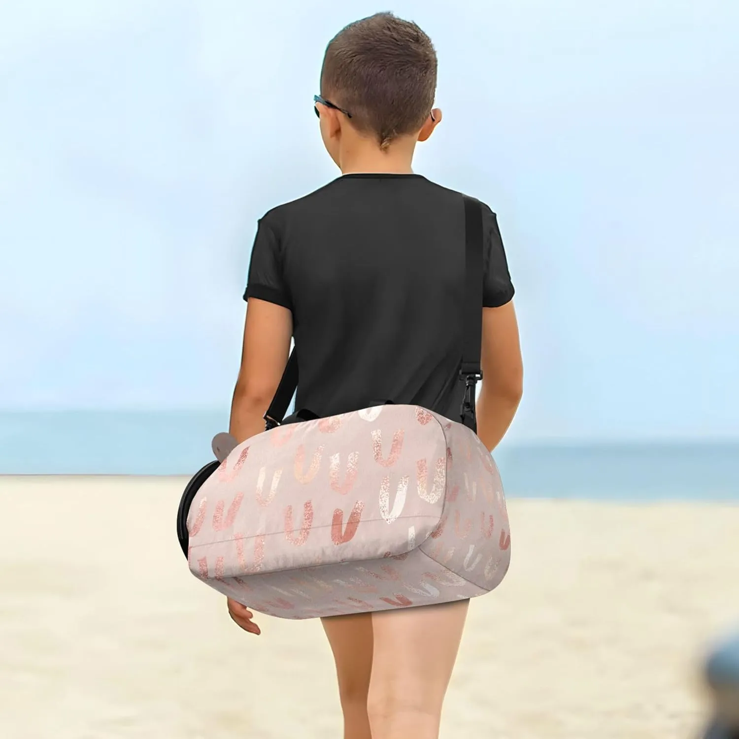 Rose Gold Duffel Gym Bags with Shoes Compartment Large Capacity Overnight Bag for Boys and Girls