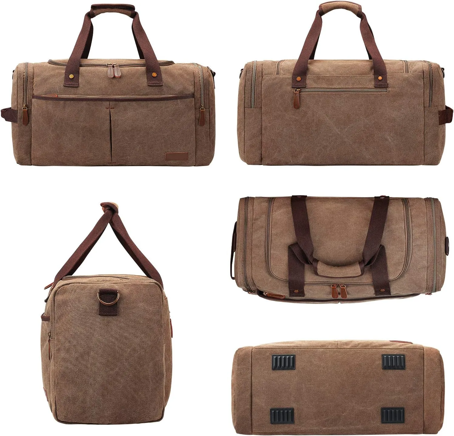 S-ZONE Canvas Duffel Bag for Travel 45L Weekender Overnight Travel Bags with Shoes Compartment for Men
