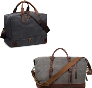 S-ZONE Duffle Bag for Men Travel with Canvas Travel Duffel Bag with Shoes Laptop Compartment