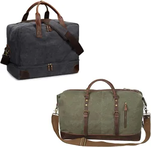 S-ZONE Duffle Bag for Men Travel with Canvas Travel Duffel Bag with Shoes Laptop Compartment