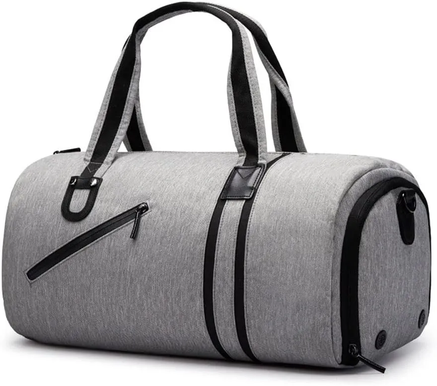 Sports Gym Bag, Travel Duffel Bag with Wet Pocket & Shoes Compartment for Men Women, Lightweight, Gray (Color : Gray)