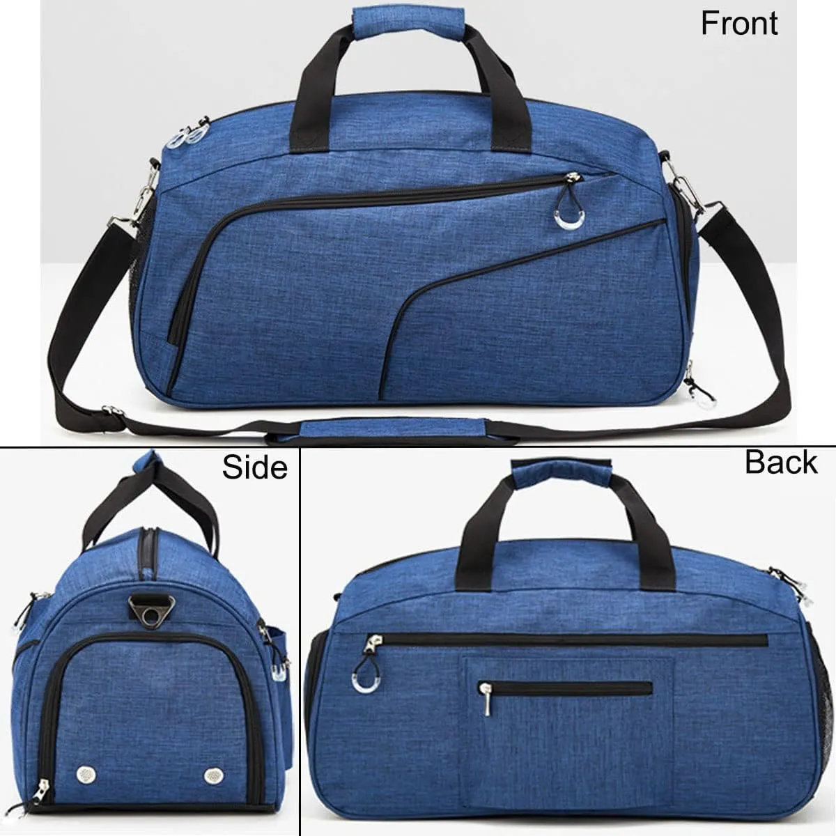 Sports Gym Bag with Wet Pocket & Shoes Compartment,Travel Duffel Bag for Men and Women Lightweight(Blue)