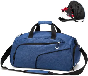 Sports Gym Bag with Wet Pocket & Shoes Compartment,Travel Duffel Bag for Men and Women Lightweight(Blue)