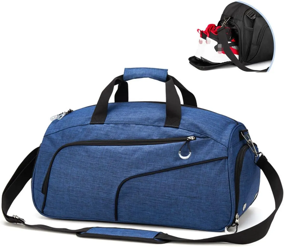 Sports Gym Bag with Wet Pocket & Shoes Compartment,Travel Duffel Bag for Men and Women Lightweight(Blue)