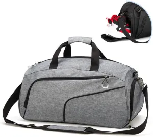 Sports Gym Bag with Wet Pocket & Shoes Compartment,Travel Duffel Bag for Men and Women Lightweight(Grey)