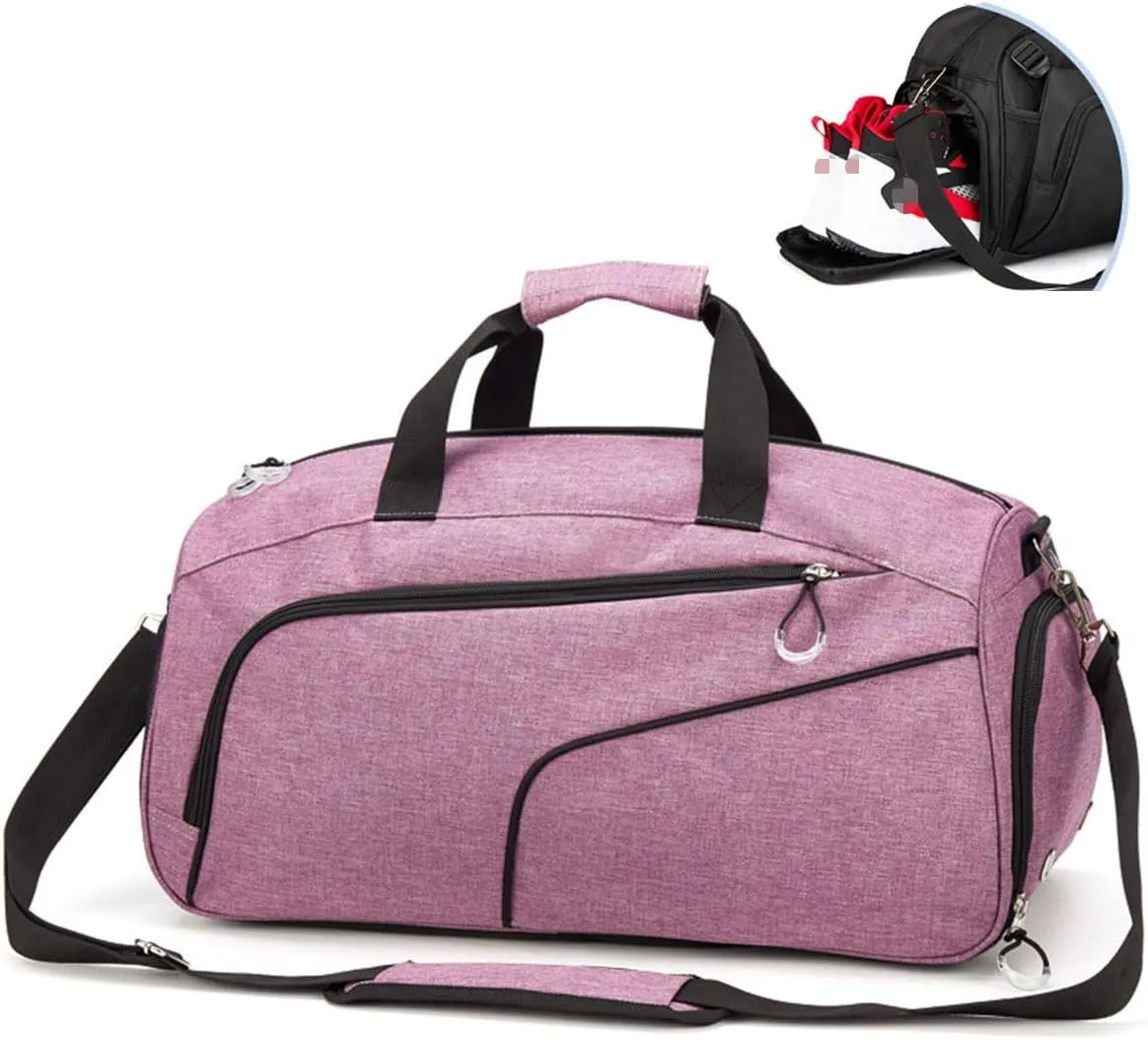Sports Gym Bag with Wet Pocket & Shoes Compartment,Travel Duffel Bag for Men and Women Lightweight(Purple)