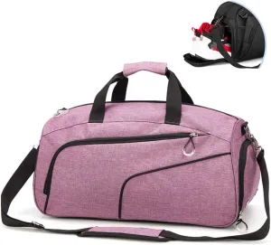 Sports Gym Bag with Wet Pocket & Shoes Compartment,Travel Duffel Bag for Men and Women Lightweight(Purple)