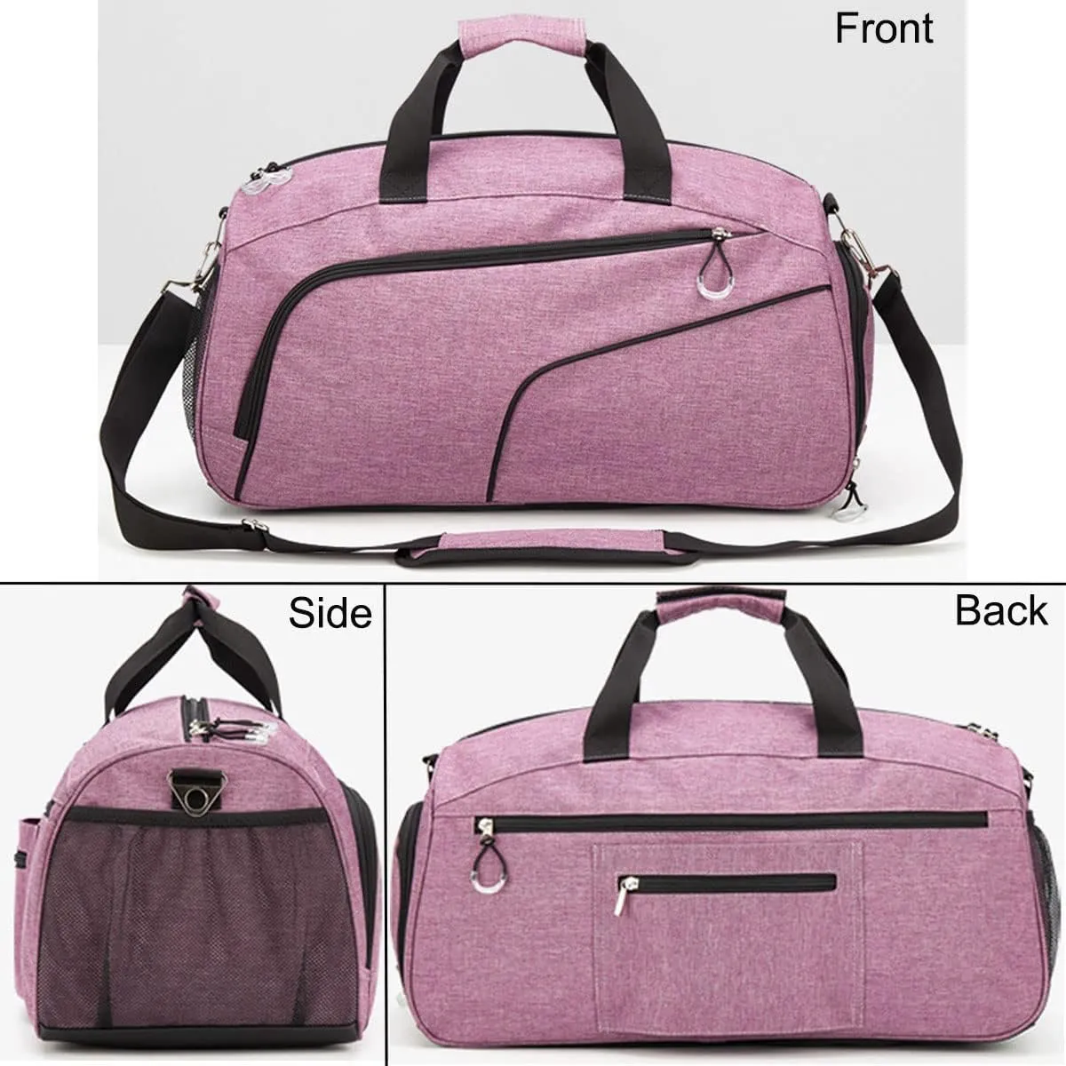 Sports Gym Bag with Wet Pocket & Shoes Compartment,Travel Duffel Bag for Men and Women Lightweight(Purple)