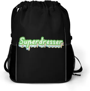 Superdresser Hairdresser Barber Drawstring Backpack String Bag Sports Gym Sackpack with Side Pocket Shoes Compartment