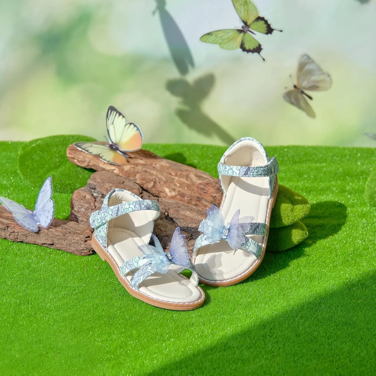 THEE BRON Toddler Girls Dress Sandals Kids Butterfly Floral Summer Sandalias Shoes