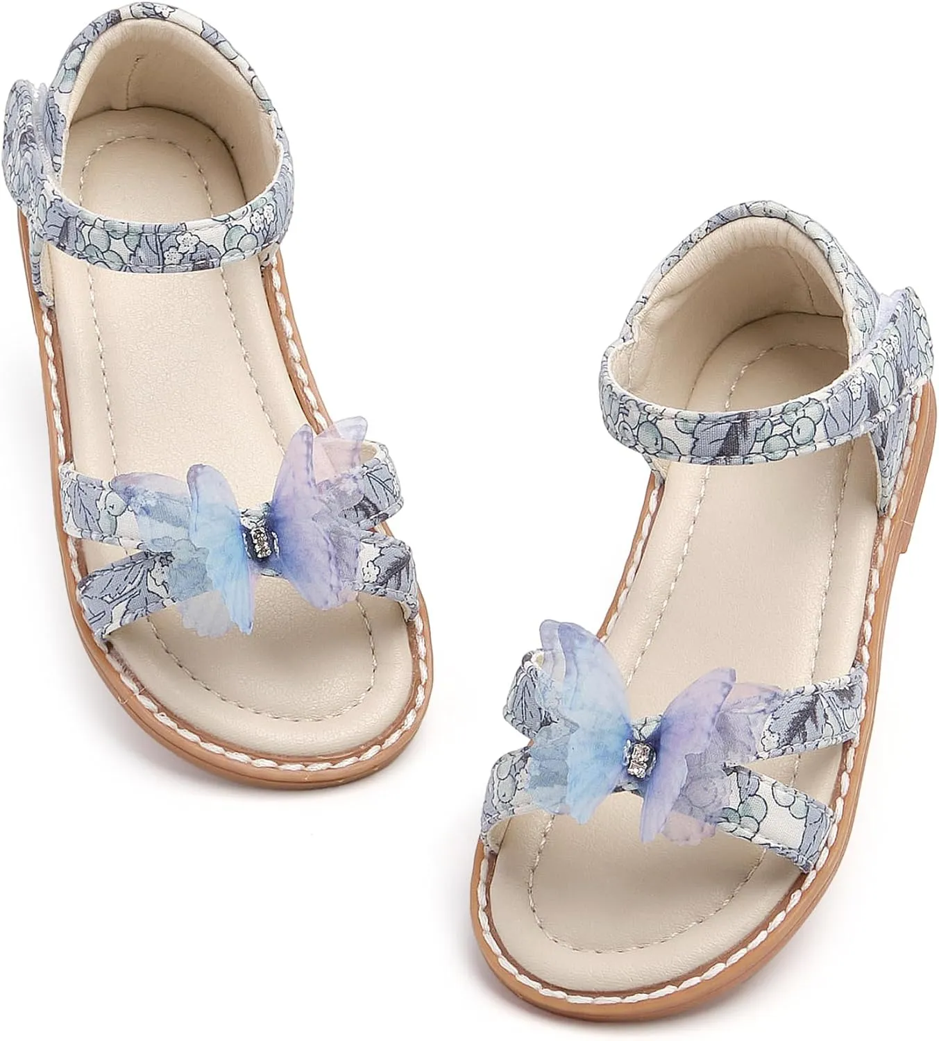 THEE BRON Toddler Girls Dress Sandals Kids Butterfly Floral Summer Sandalias Shoes