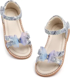 THEE BRON Toddler Girls Dress Sandals Kids Butterfly Floral Summer Sandalias Shoes