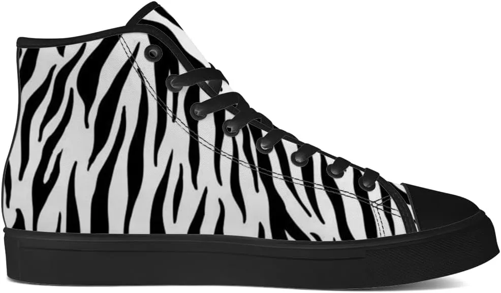 Tiger Print Shoes for Men Women High Top Canvas Sneakers Lace Up Casual Walking Shoes Gifts for Boyfriend Girlfriend