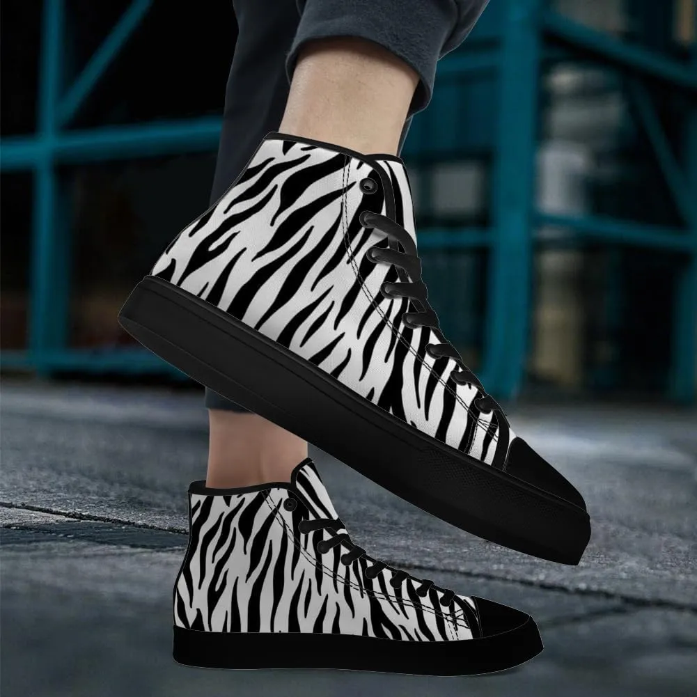 Tiger Print Shoes for Men Women High Top Canvas Sneakers Lace Up Casual Walking Shoes Gifts for Boyfriend Girlfriend