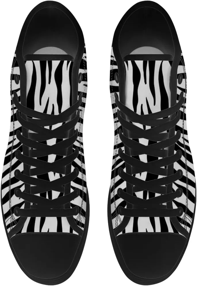 Tiger Print Shoes for Men Women High Top Canvas Sneakers Lace Up Casual Walking Shoes Gifts for Boyfriend Girlfriend