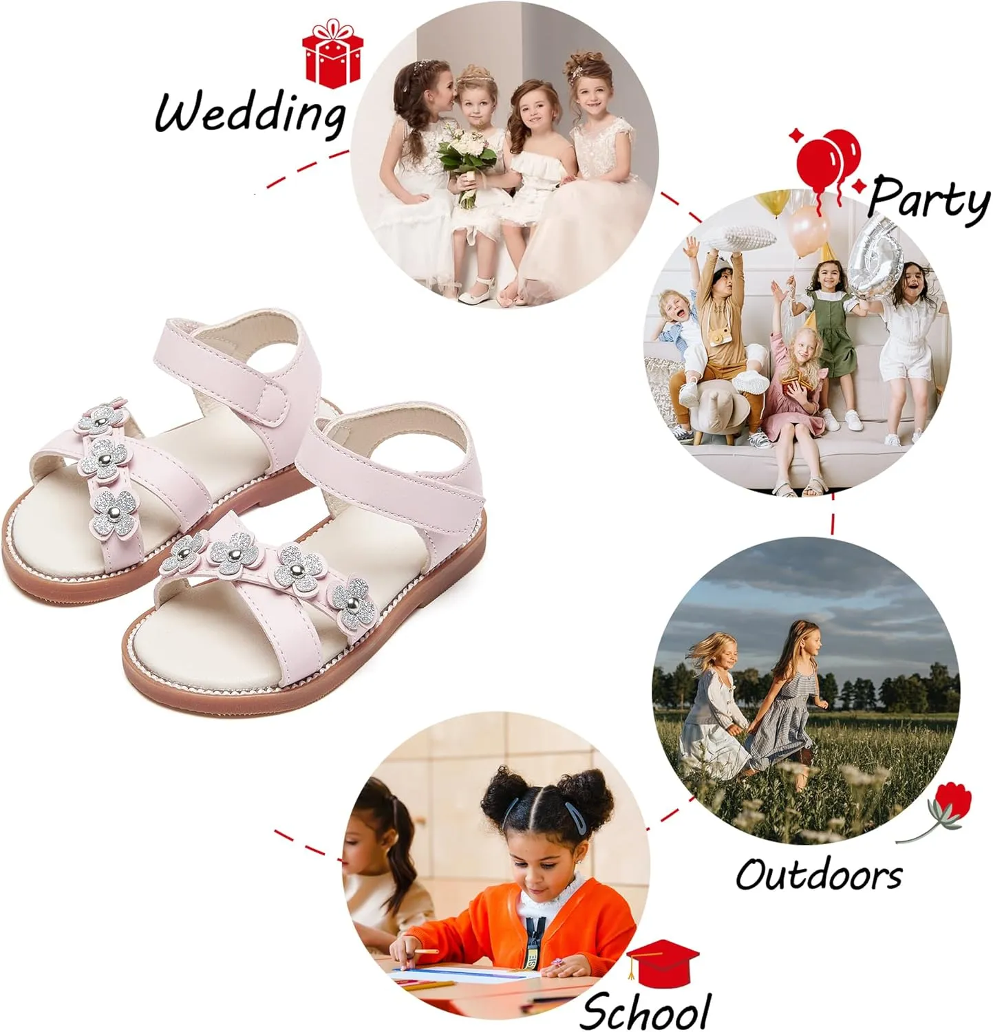 Toddler Flower Girl Sandals - Girl Summer Dress Shoes Toddler Little Kid Wedding Party
