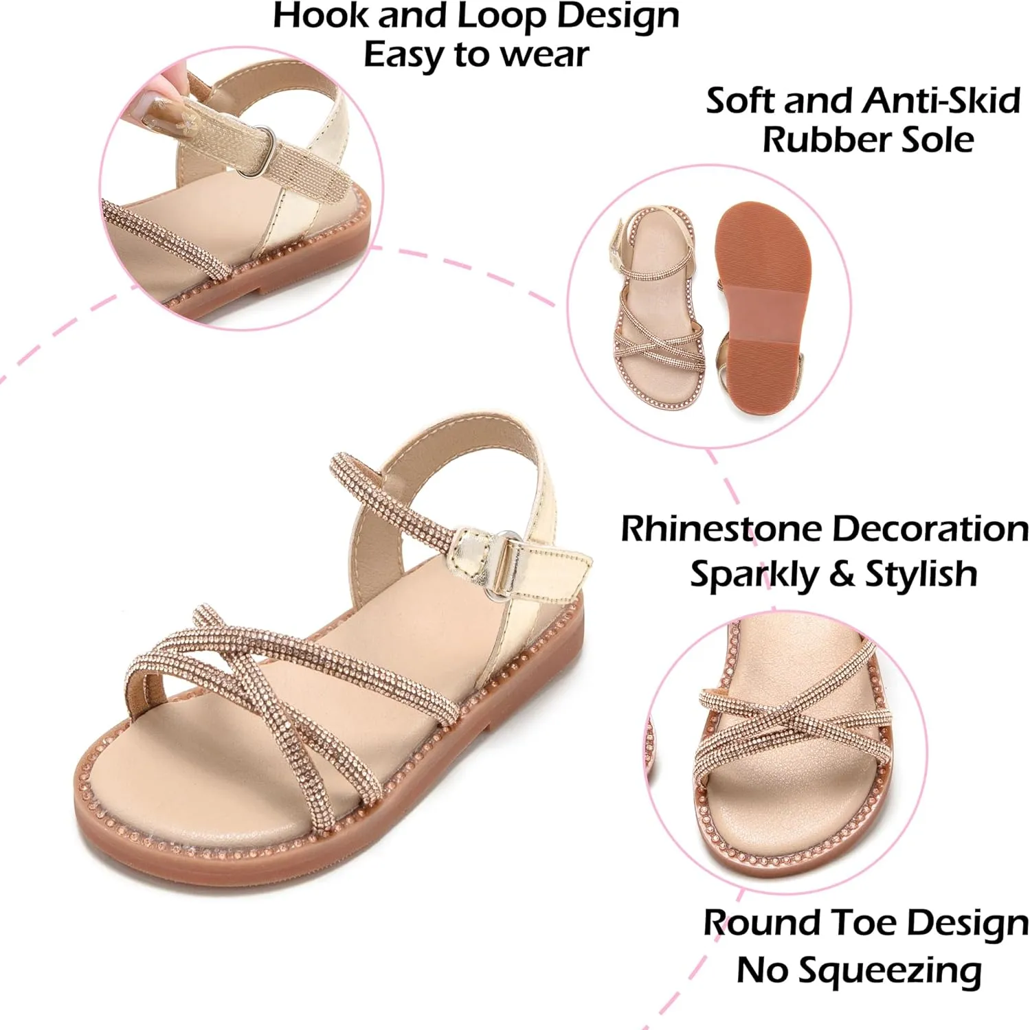 Toddler Flower Girl Sandals - Girl Summer Dress Shoes Toddler Little Kid Wedding Party