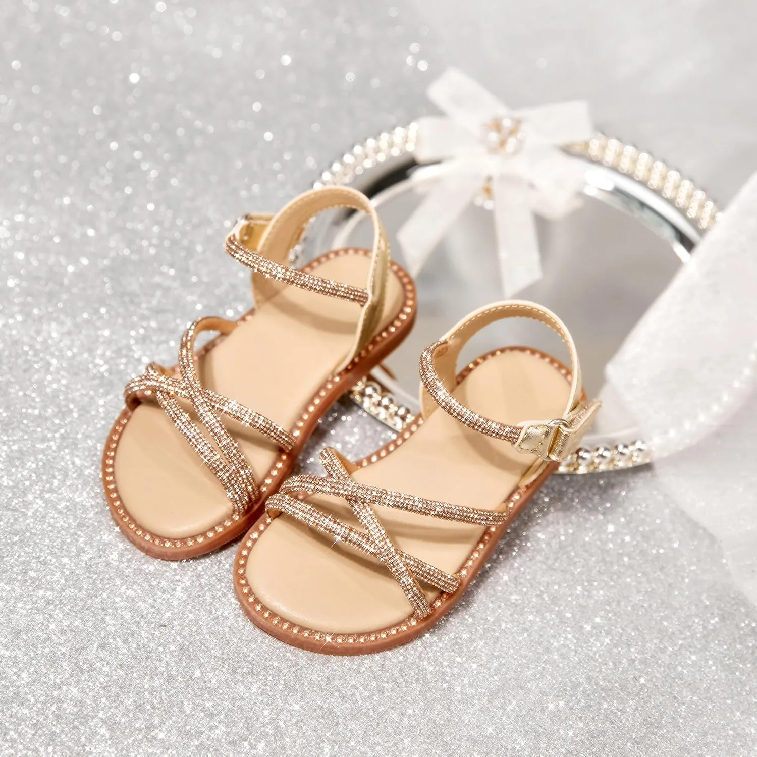 Toddler Flower Girl Sandals - Girl Summer Dress Shoes Toddler Little Kid Wedding Party