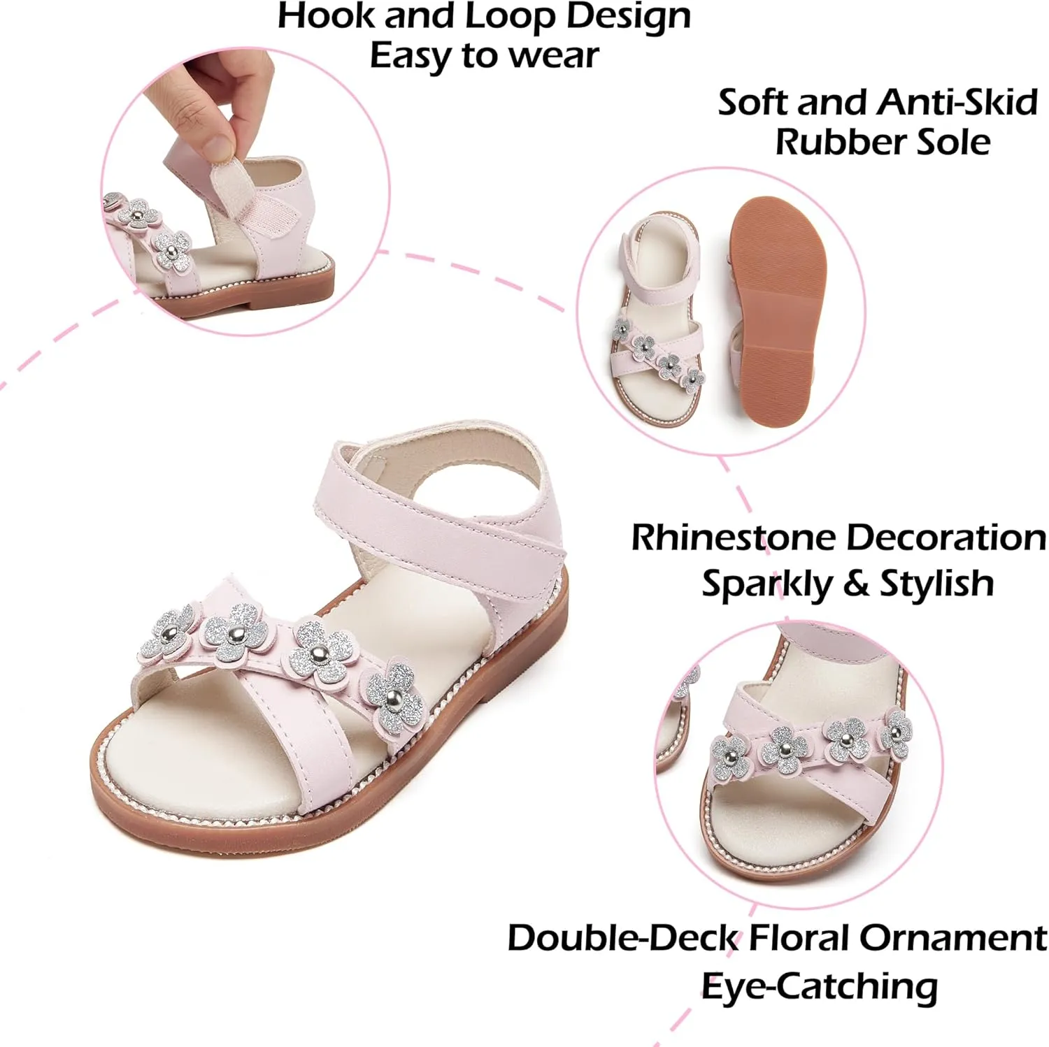Toddler Flower Girl Sandals - Girl Summer Dress Shoes Toddler Little Kid Wedding Party