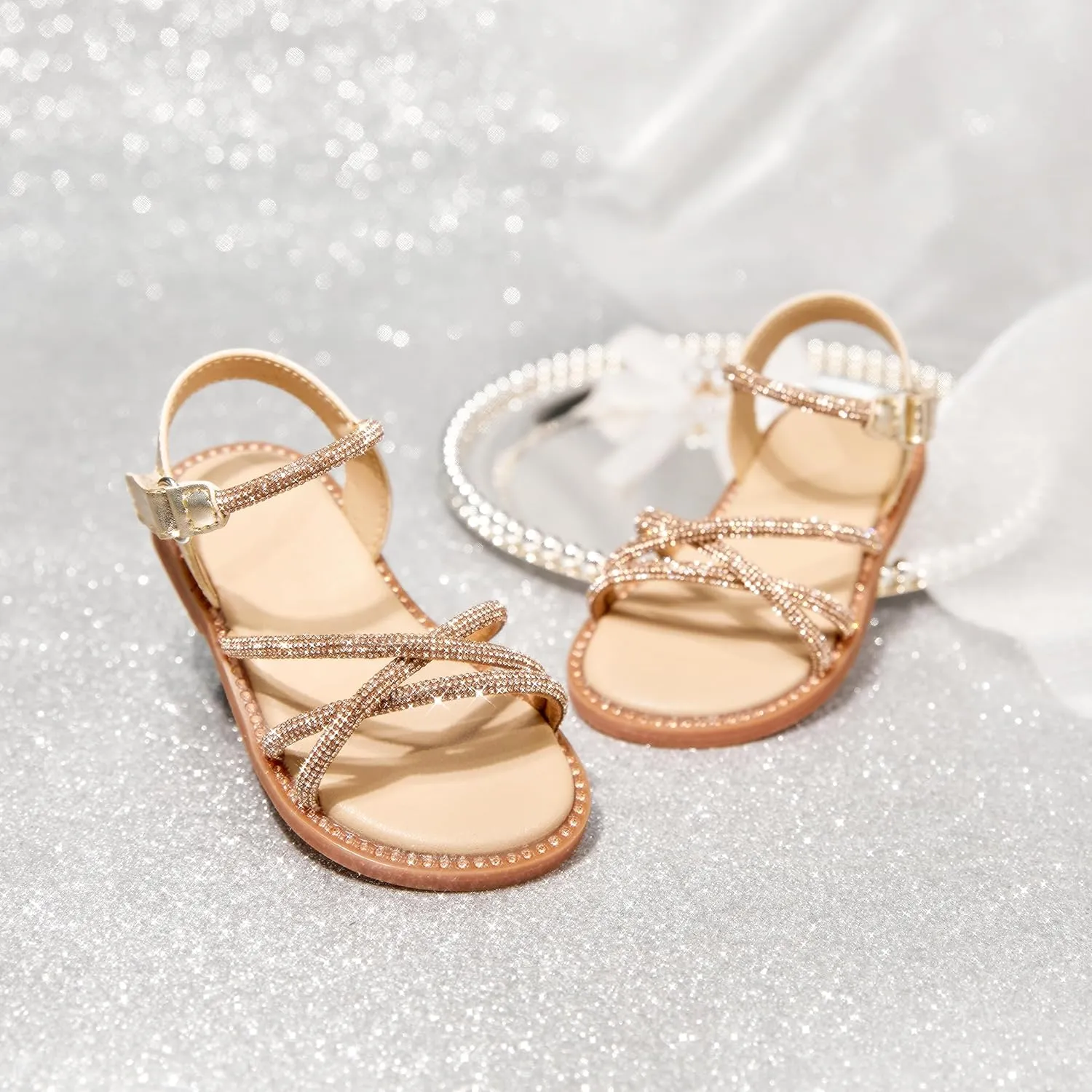 Toddler Flower Girl Sandals - Girl Summer Dress Shoes Toddler Little Kid Wedding Party