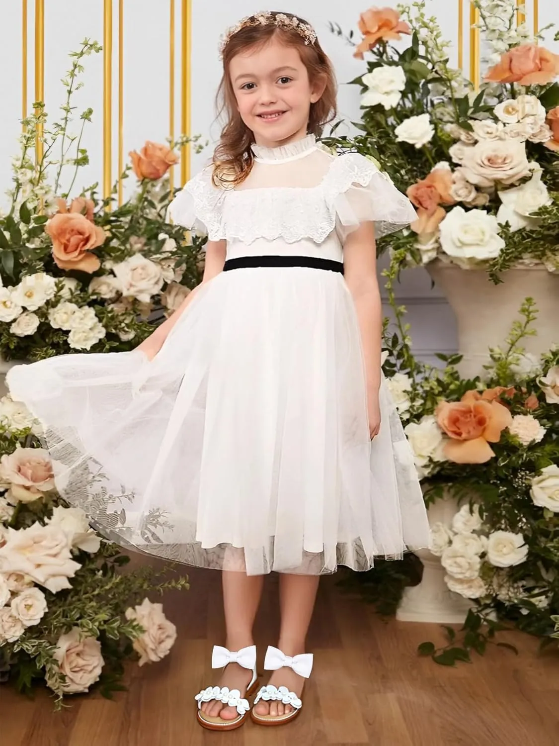 Toddler Girl Sandals - Flower Girl Summer Dress Shoes Open Toe Little Kid Wedding Party